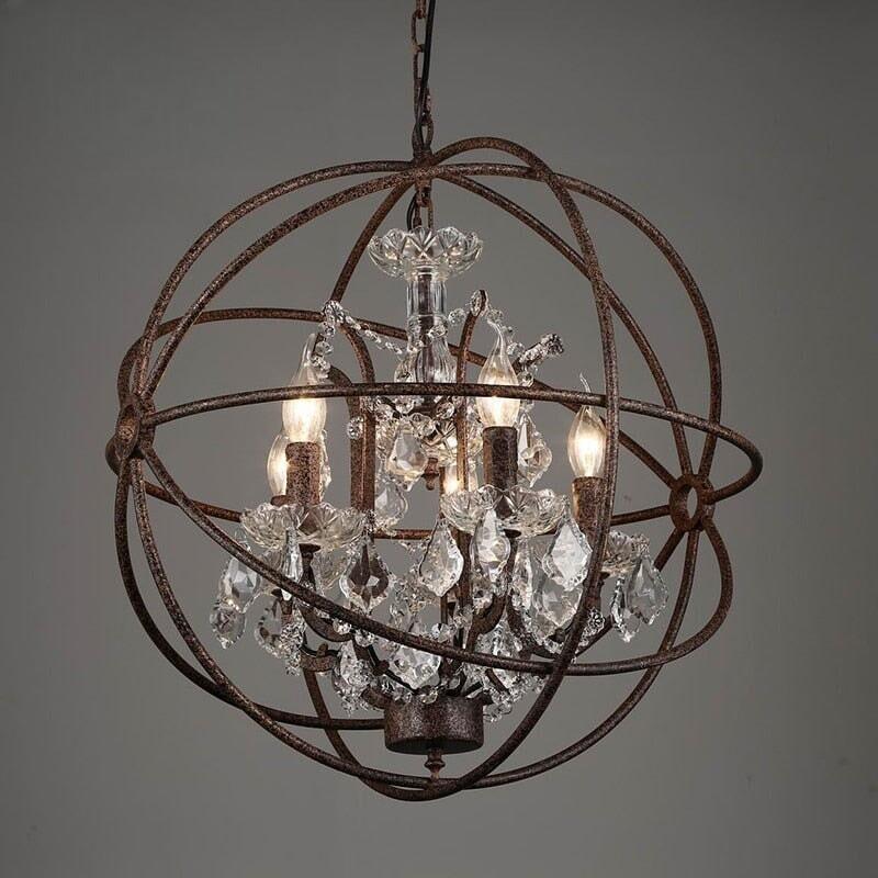 Lustre Vintage Année 70 | Sphère Éclairée - Designix Lustre 4 Lumières