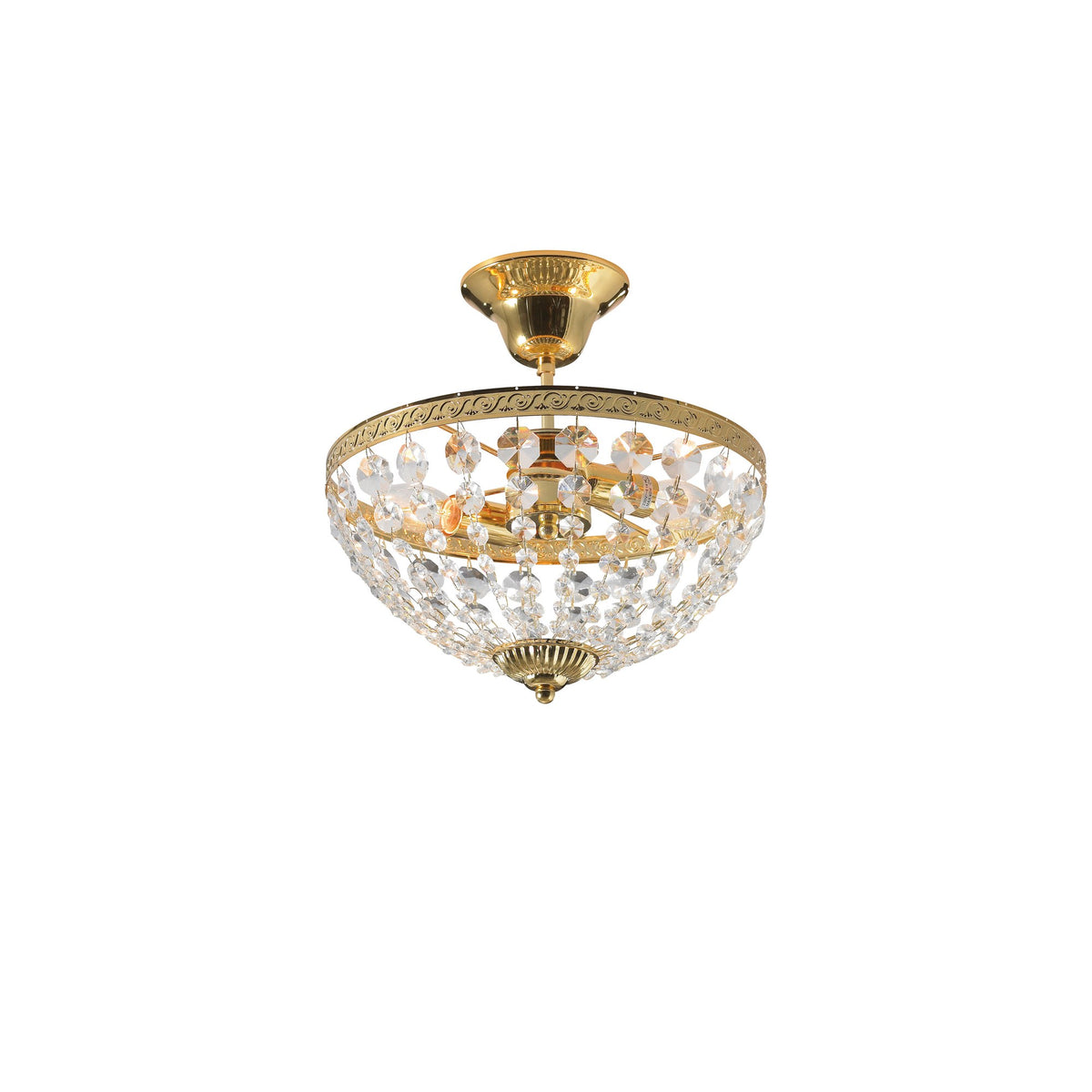 Plafonnier Hanaskog 2 lumières doré et cristal 30 cm