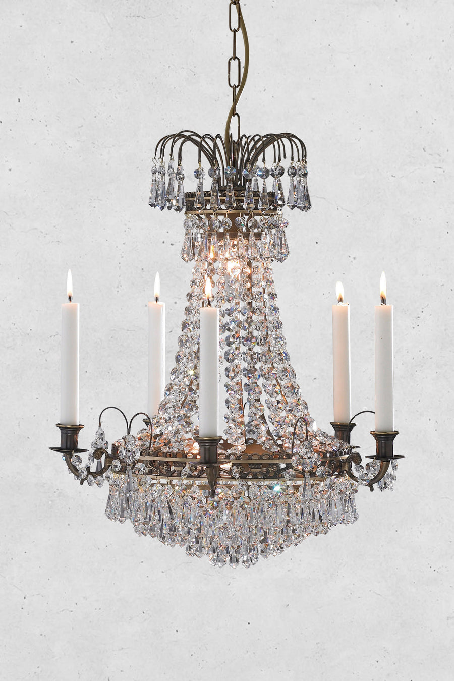 Lustre Läckö en laiton vieilli et cristal
