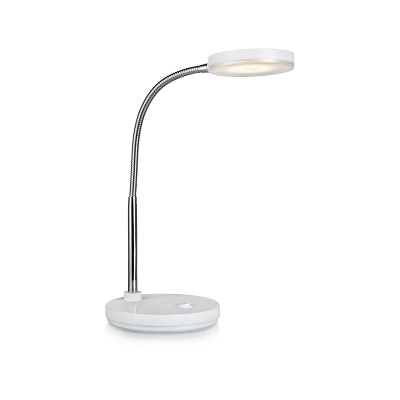 Lampe à poser Flex blanche et chromée