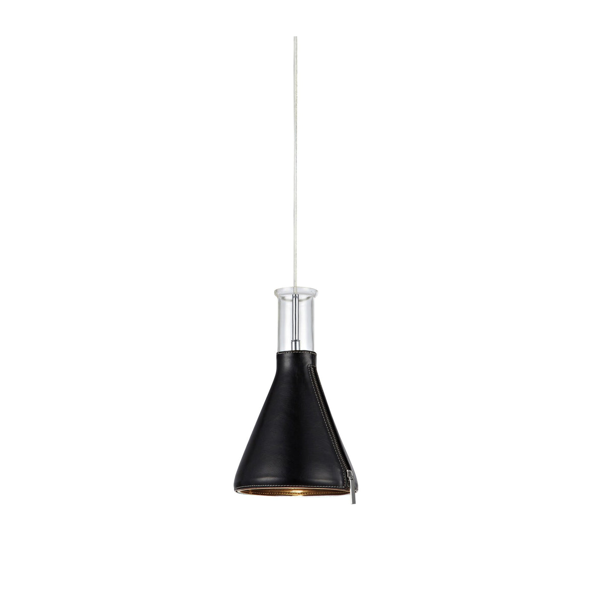 Suspension de fenêtre Zip chromée, noire et verre transparent