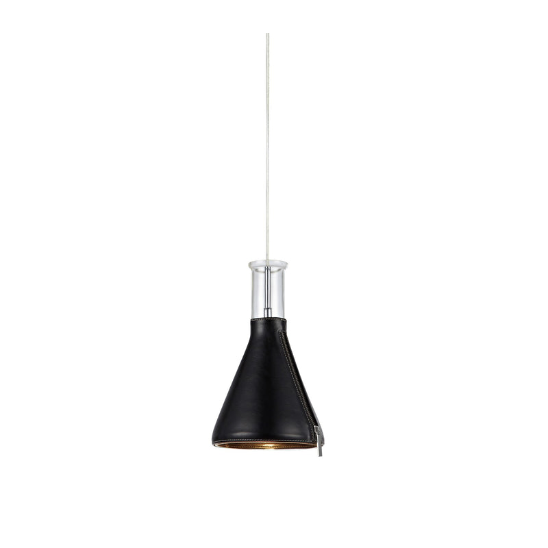 Suspension de fenêtre Zip chromée, noire et verre transparent