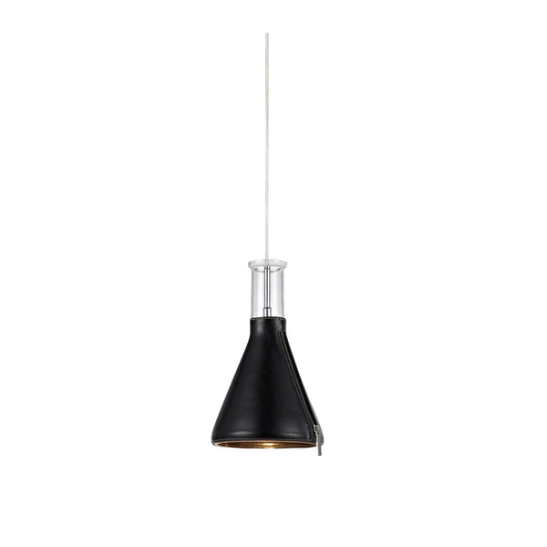 Suspension de fenêtre Zip chromée, noire et verre transparent