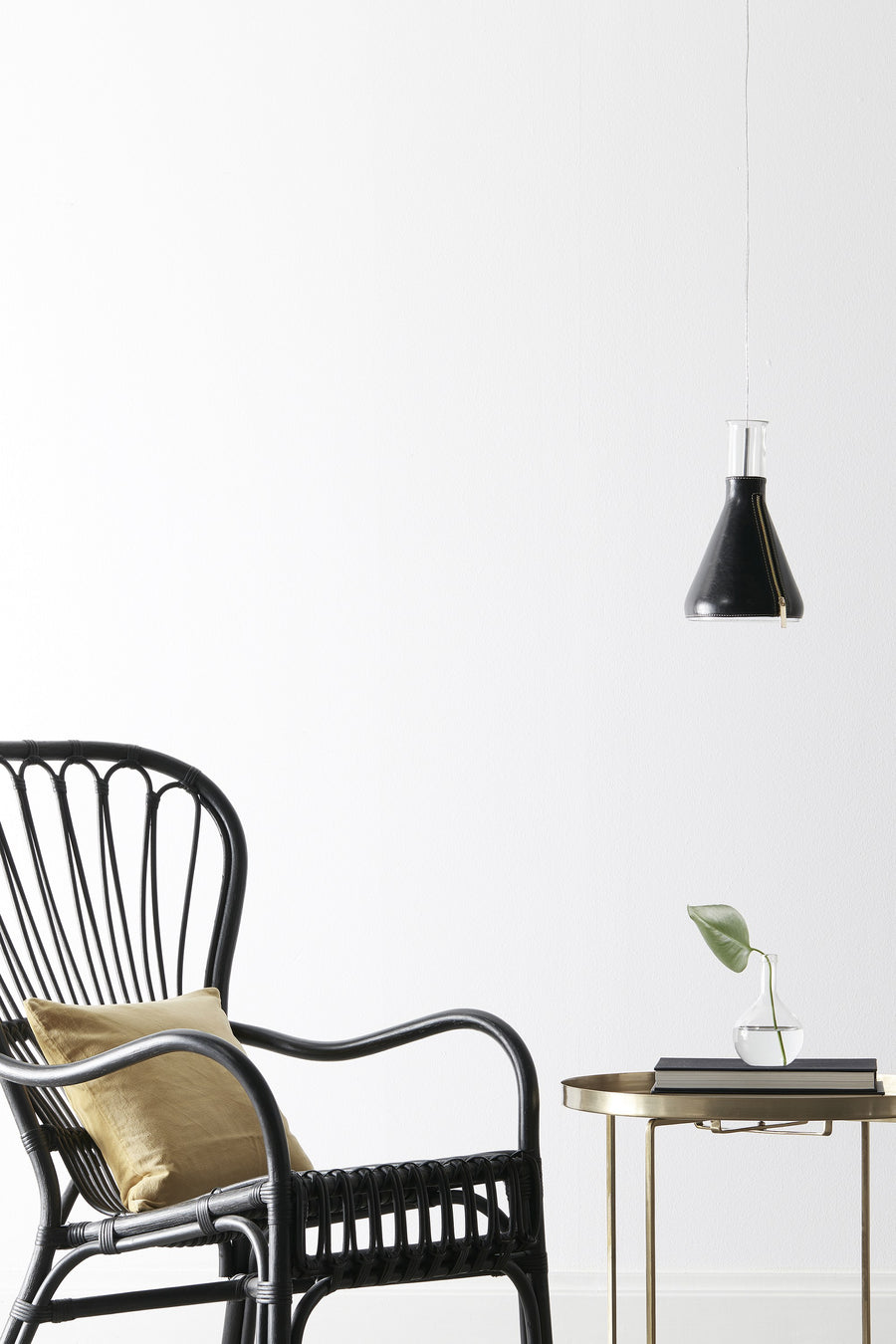 Suspension de fenêtre Zip chromée, noire et verre transparent