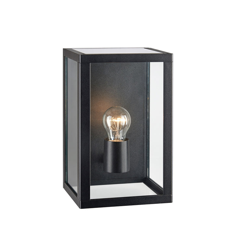 Applique murale d'extérieur Pelham noire et verre transparent IP44
