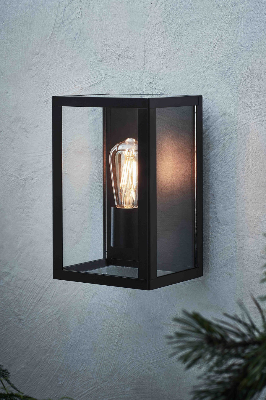 Applique murale d'extérieur Pelham noire et verre transparent IP44
