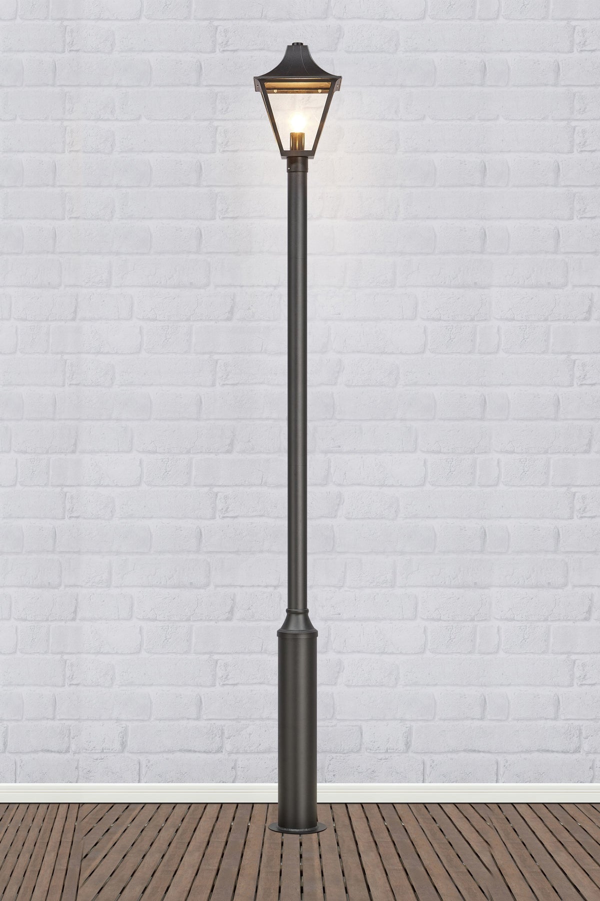 Tête de lampadaire d'extérieur Dandy noire et verre transparent