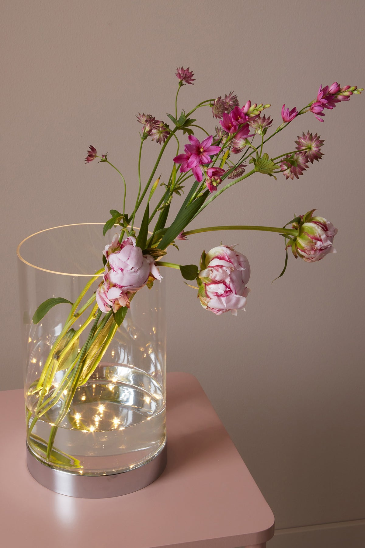 Lampe à poser Bouquet chromée et verre transparent