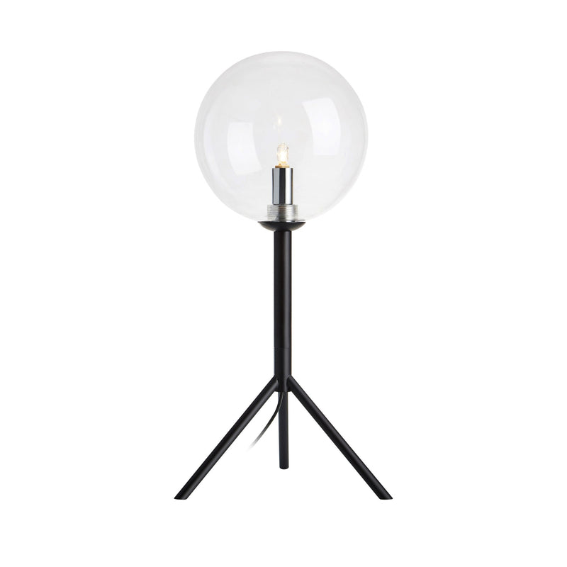Lampe à poser Andrew noire et verre transparent