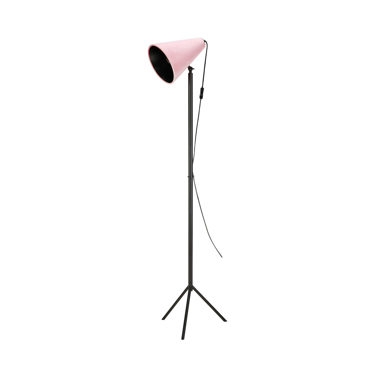 Lampadaire Cilla noir et rose, abat-jour en velours