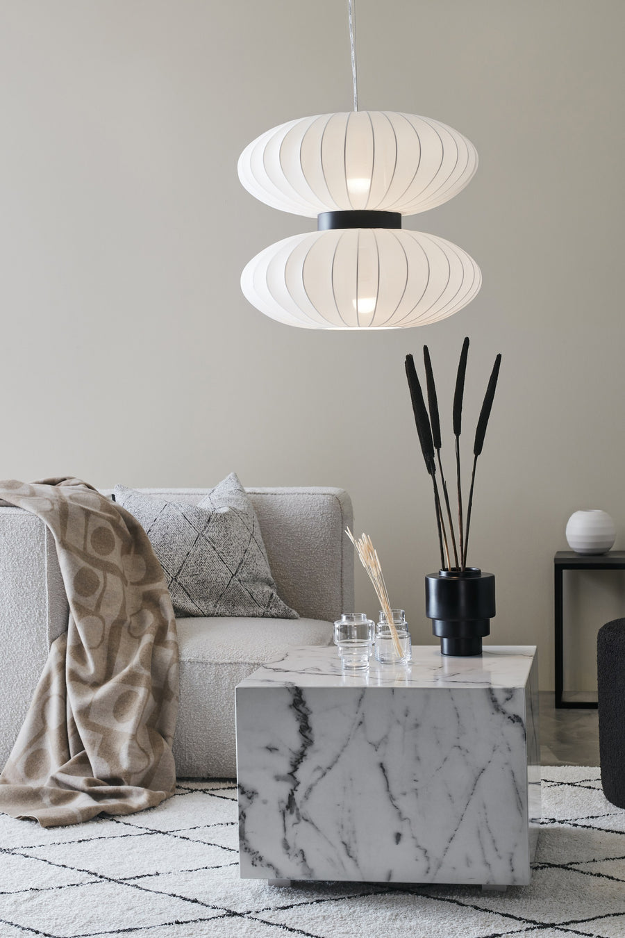Suspension Daburu 2 lumières blanche
