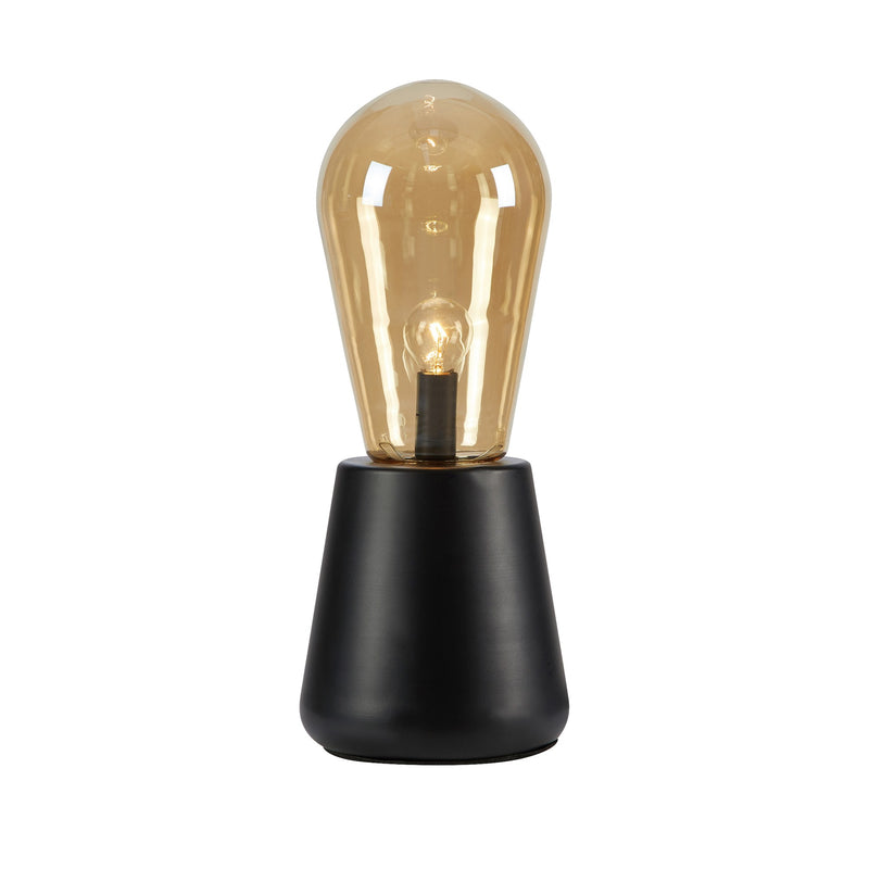 Lampe à poser Brooke noire et verre ambré