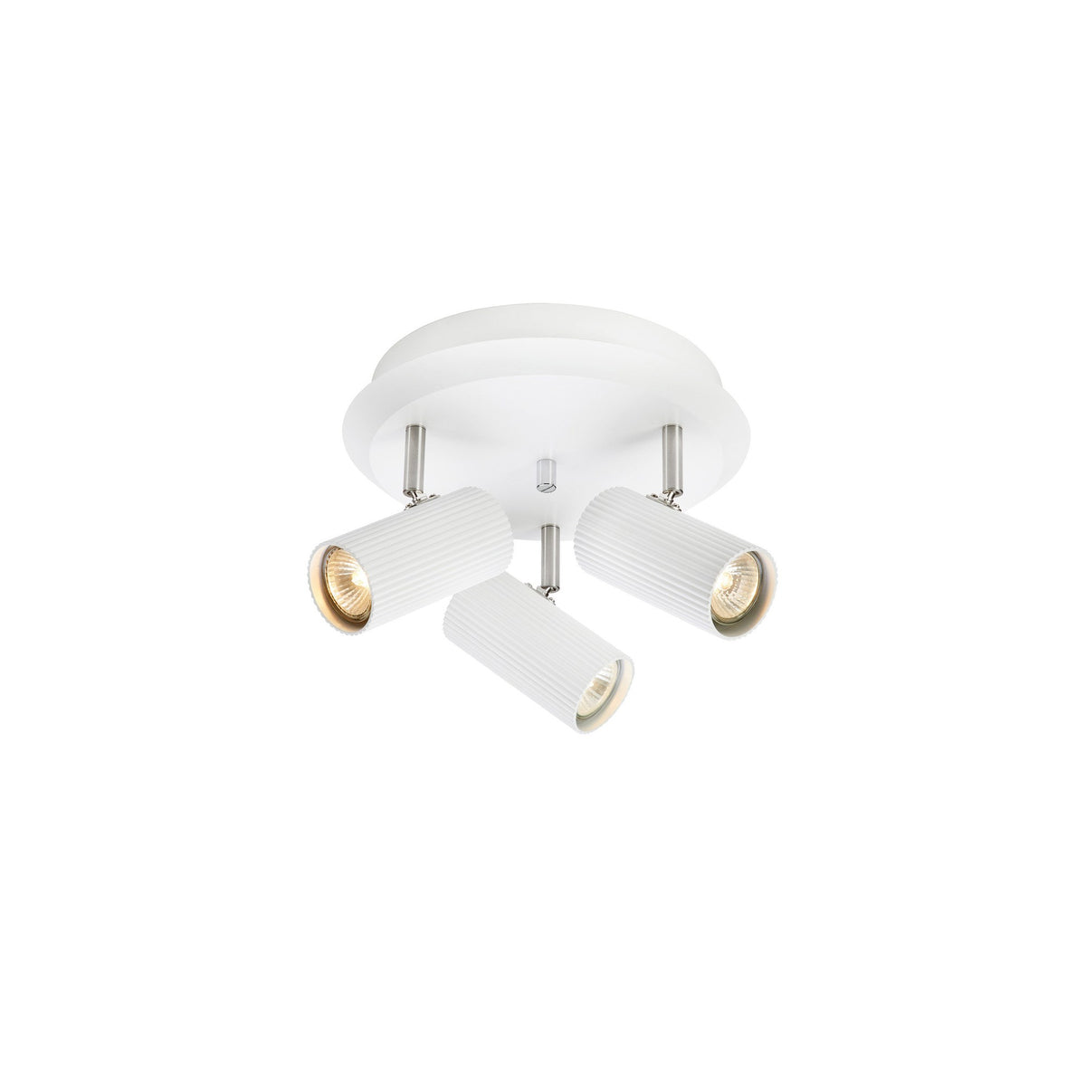 Plafonnier Costilla sur platine ronde 3 lumières blanc et nickel satiné