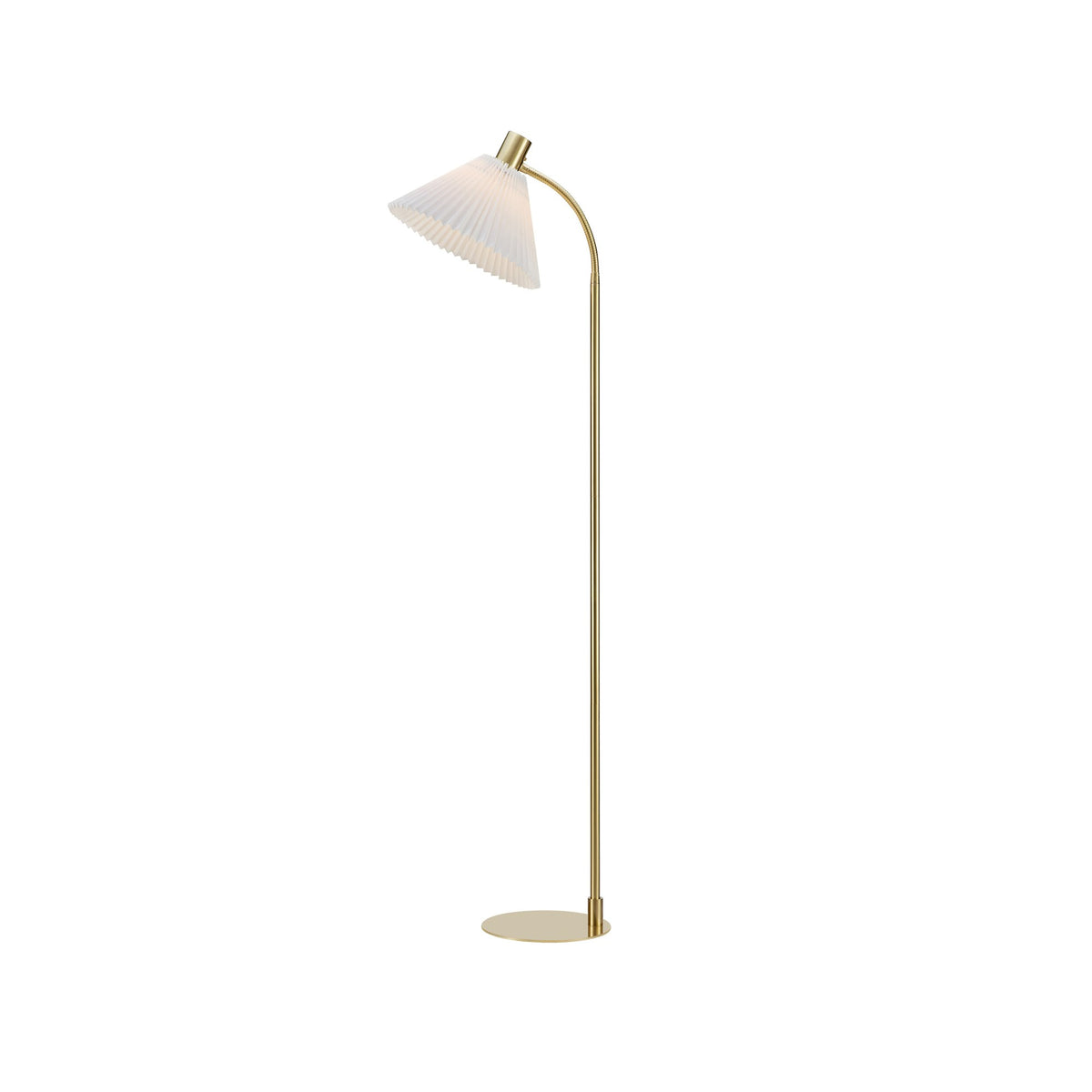 Lampadaire Mira en laiton brossé et blanc