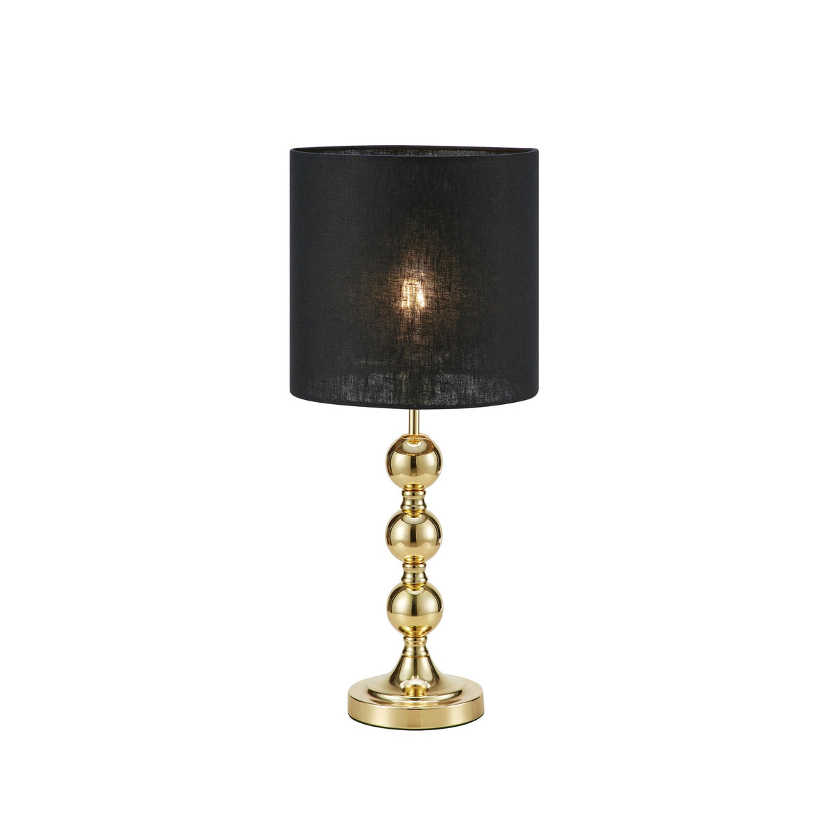 Lampe à poser Octo en laiton et noire, abat-jour en lin