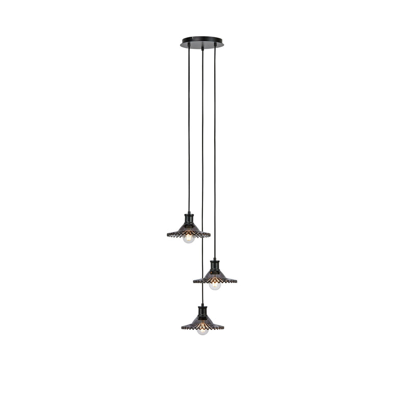 Suspension Novia 3 lumières noire et verre fumé