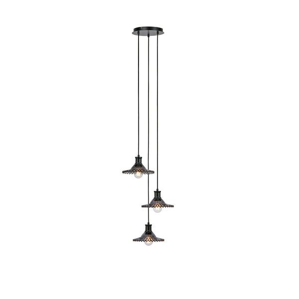 Suspension Novia 3 lumières noire et verre fumé