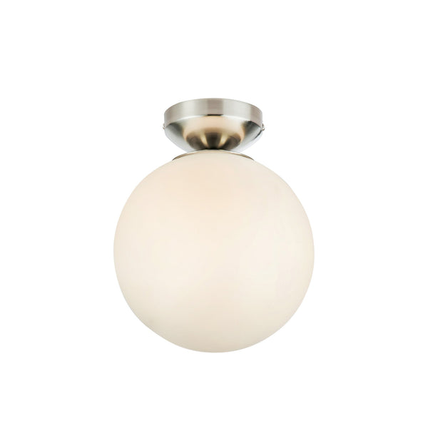 Plafonnier de salle de bain Stintino en verre blanc et nickel satiné