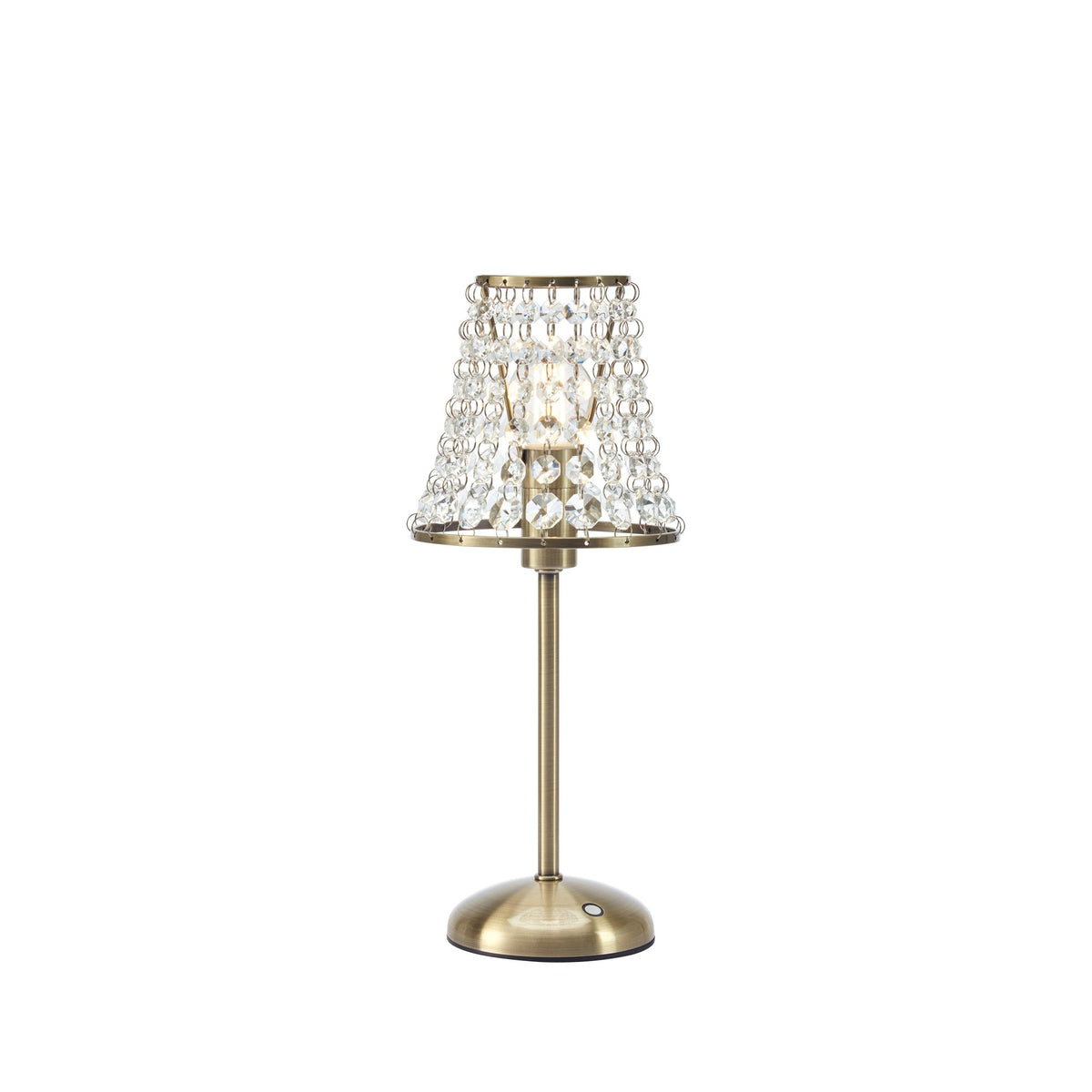 Lampe sans fil Liora en laiton vieilli et cristal