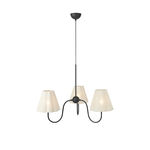 Suspension Veya 3 lumières en lin noir et beige