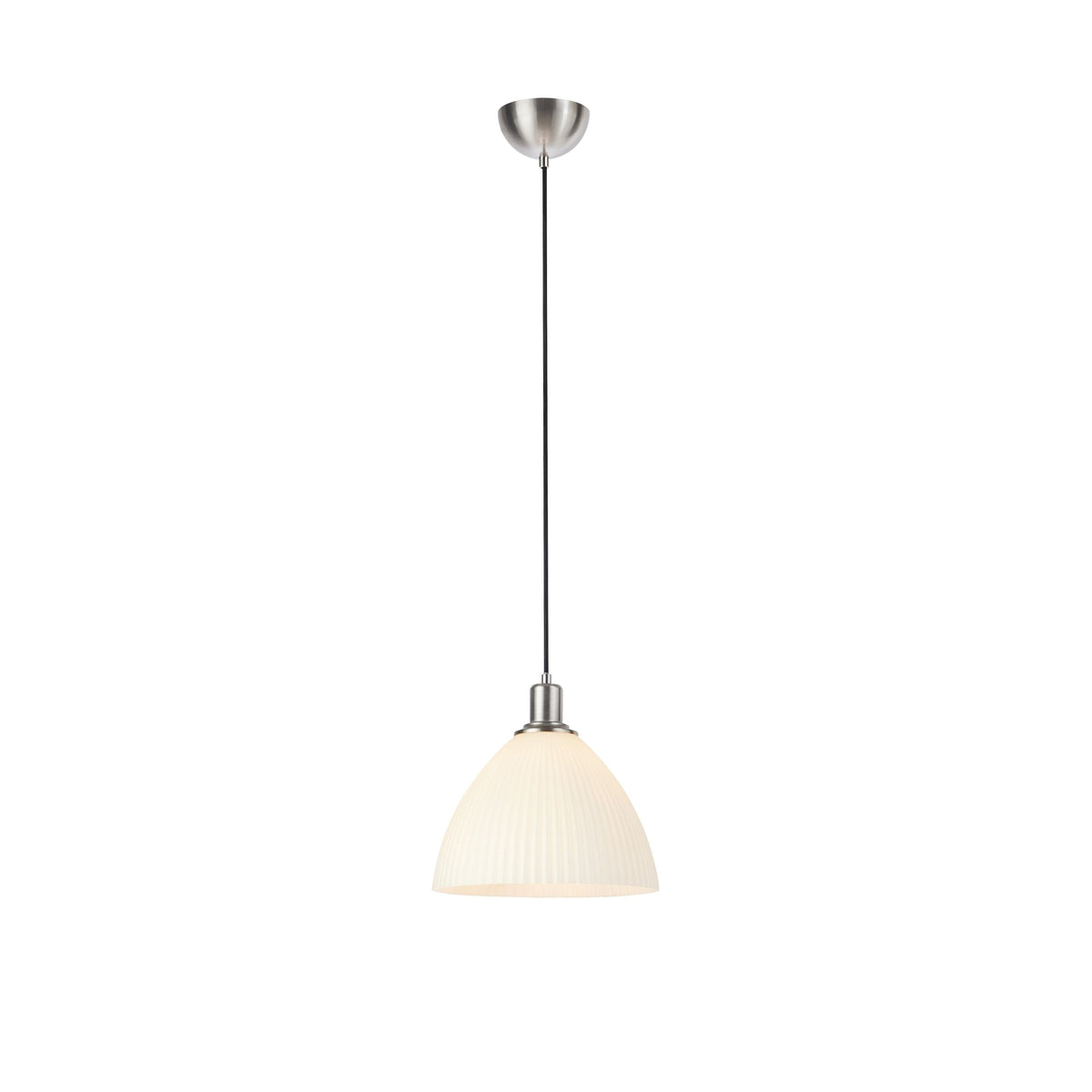 Suspension Ro en nickel satiné et verre blanc 27,5 cm