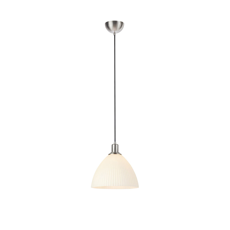 Suspension Ro en nickel satiné et verre blanc 27,5 cm