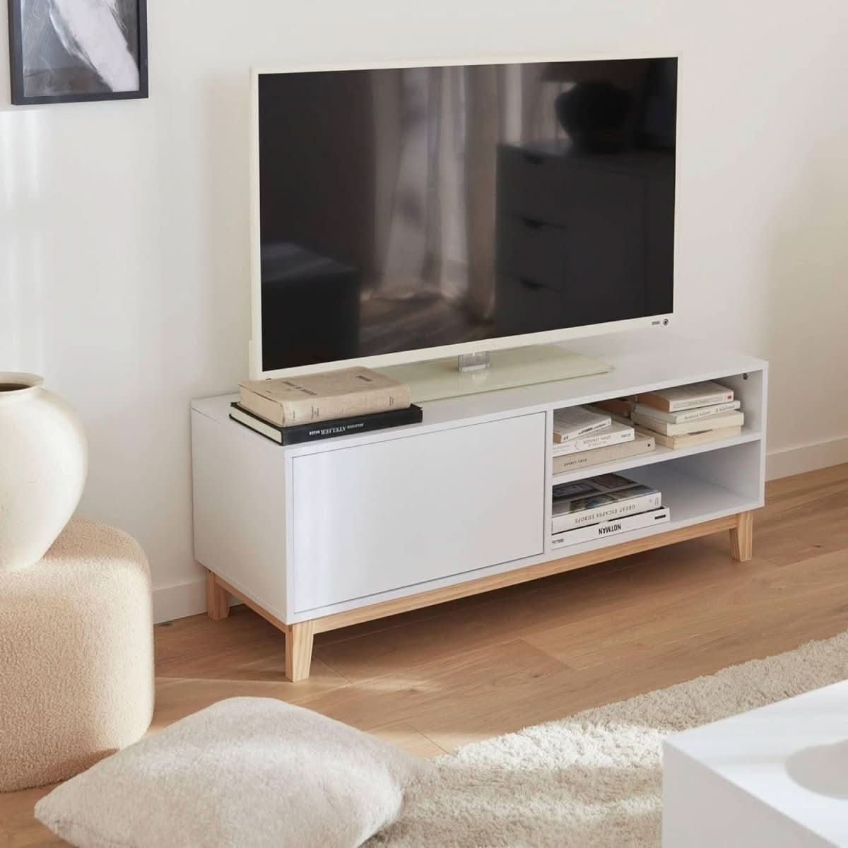 Meuble TV Blanc Scandinave | Nuit - Designix Meuble TV