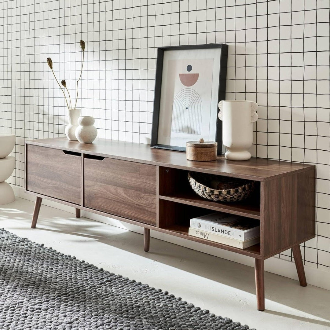 Meuble TV Bois Noyer | Pétale - Designix Meuble TV
