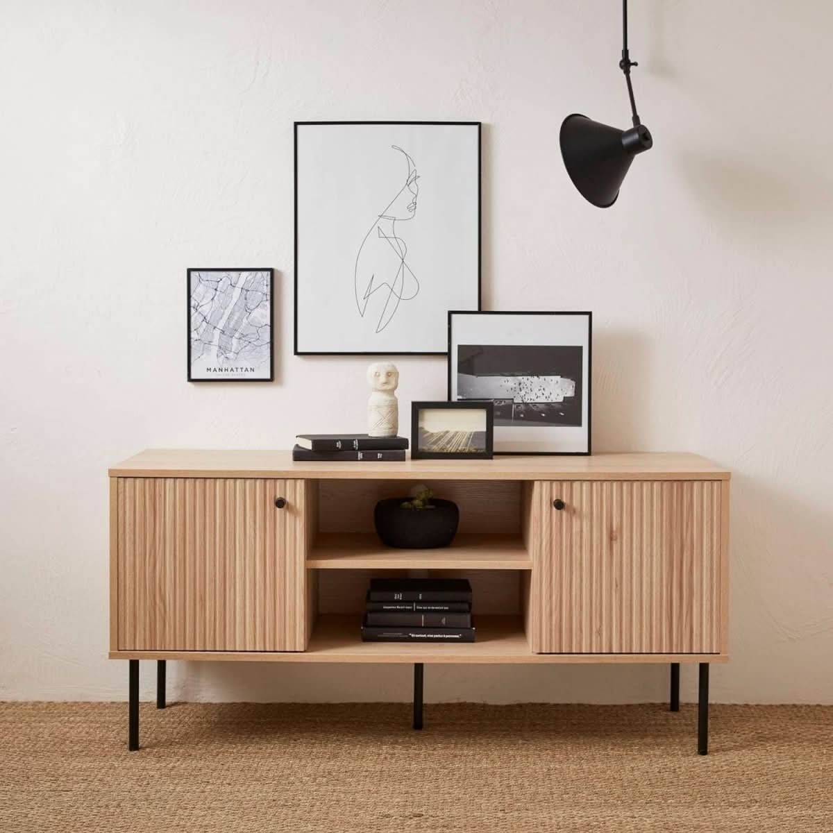 Meuble TV Bois Rainuré | Quint - Designix Meuble TV
