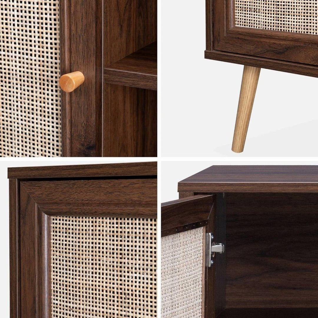 Meuble Tv Cannage Bois Foncé | Yumi - Designix Meuble TV