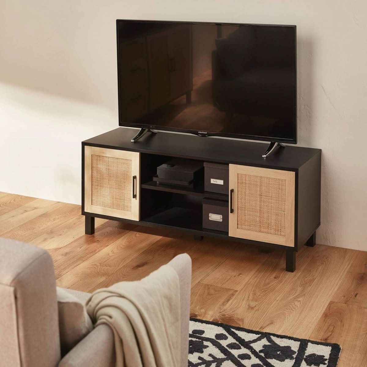 Meuble TV Noir Cannage | Fleur - Designix Meuble TV