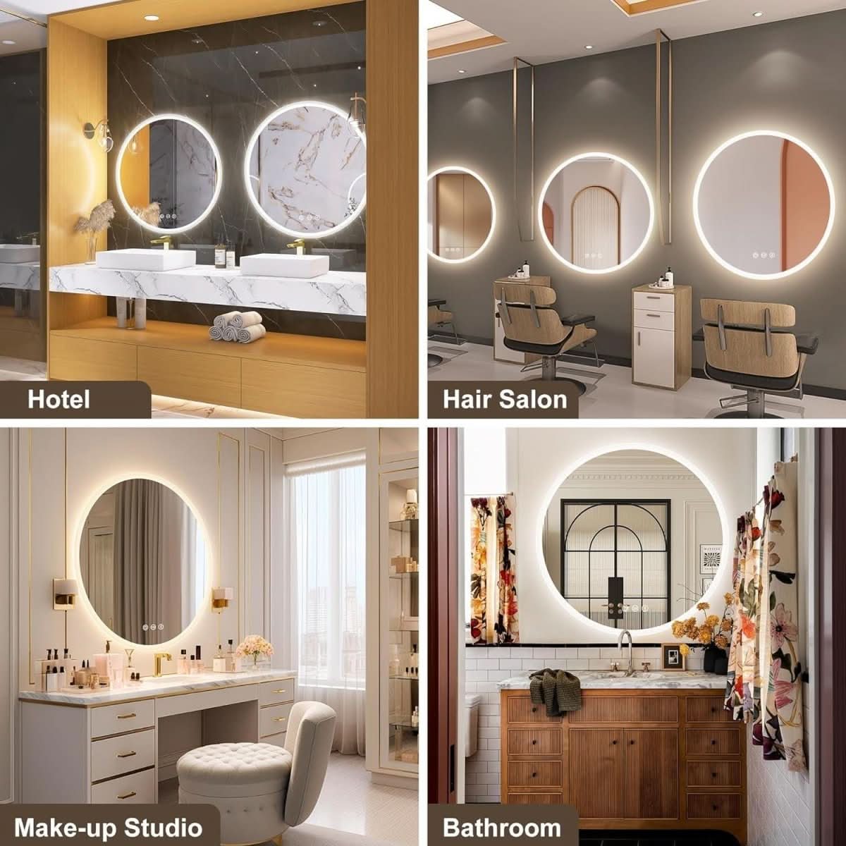 Miroir Argenté Rond Bluetooth de 60 cm | Gale - Designix Miroir M3051 Madrid Argent (Bluetooth) 60 Cm