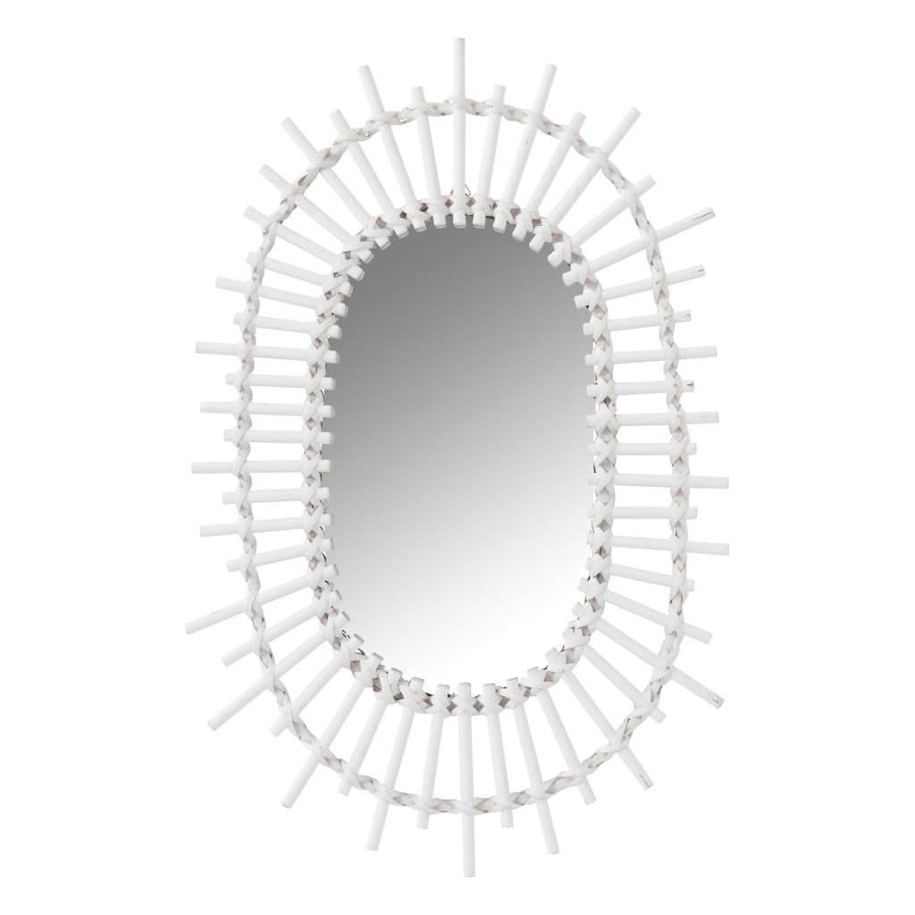Miroir Ovale en Bambou Blanc - Designix