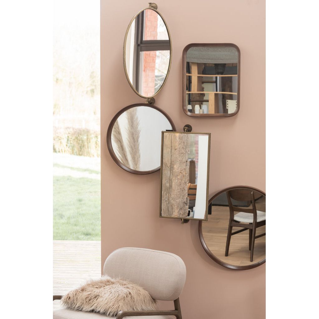 Miroir Ovale Métal Verre Doré - Designix