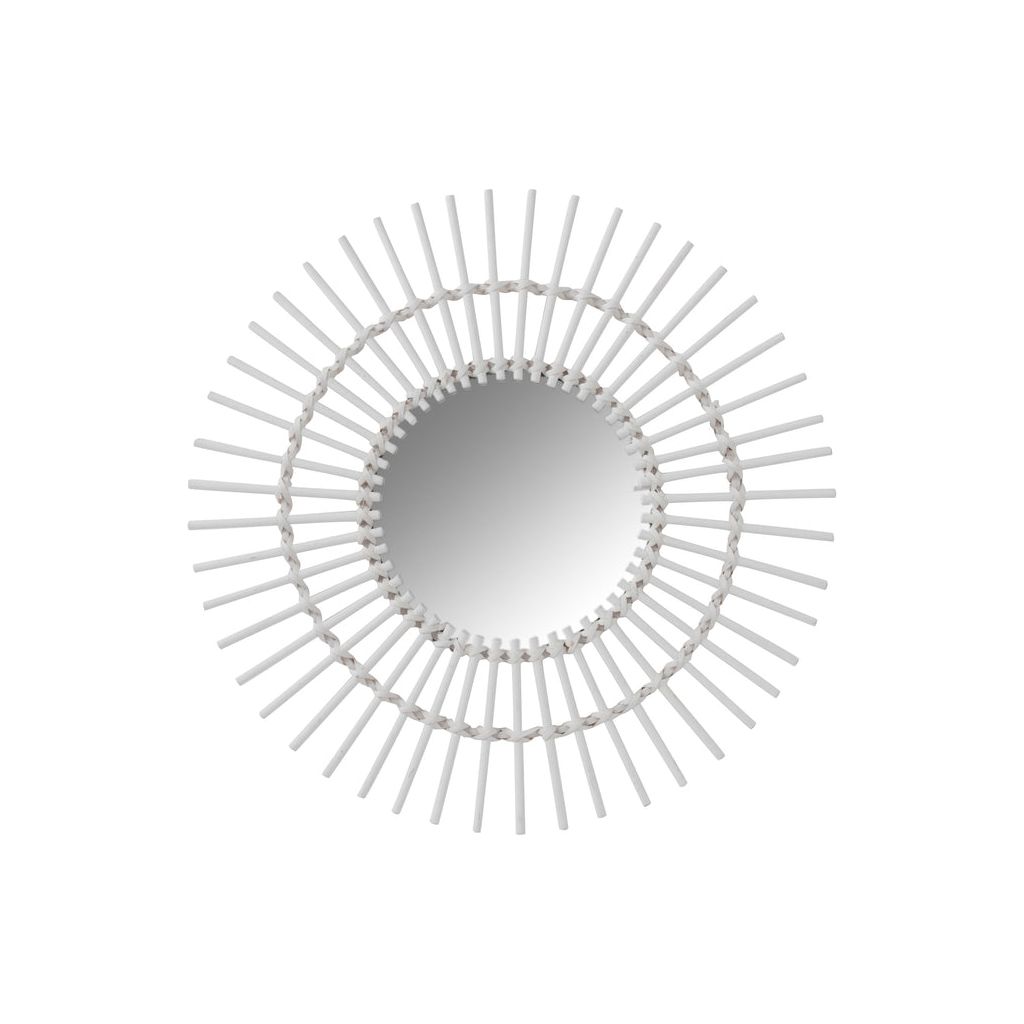 Miroir Rond Bambou Blanc Design - Designix
