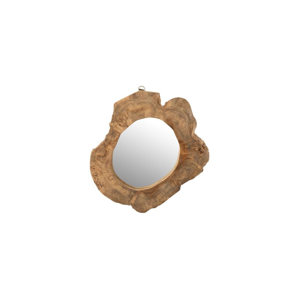 Miroir Rond En Bois De Teck - Designix