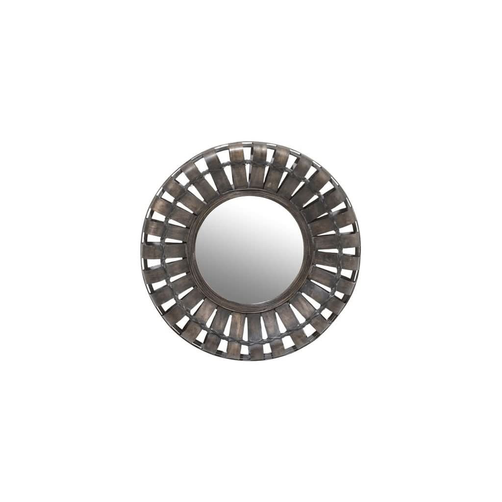 Miroir Rond Petit Bois Marron Foncé - Designix