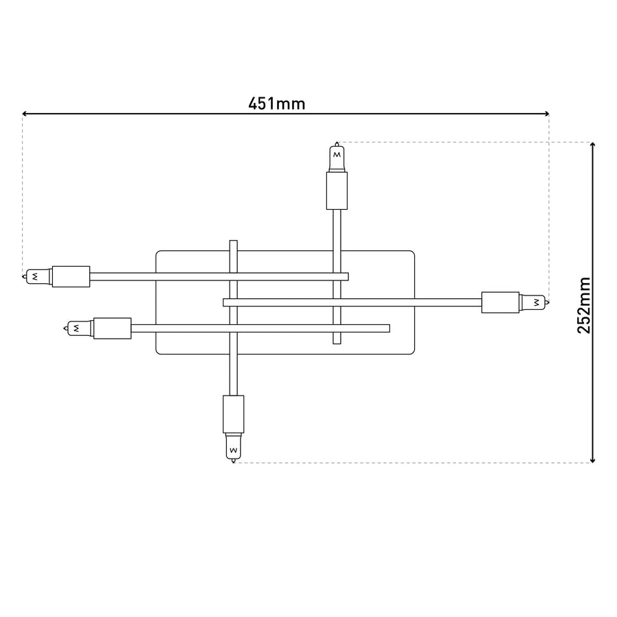 Plafonnier Ancona laiton, L 45,1 cm