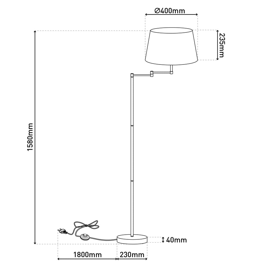 Lampadaire Bologna laiton, tissu