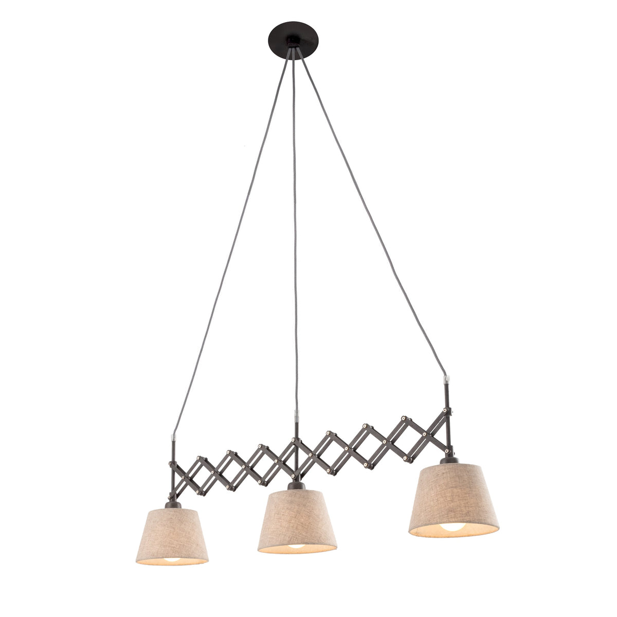 Suspension Adrienne bois, tissu, H 130 cm