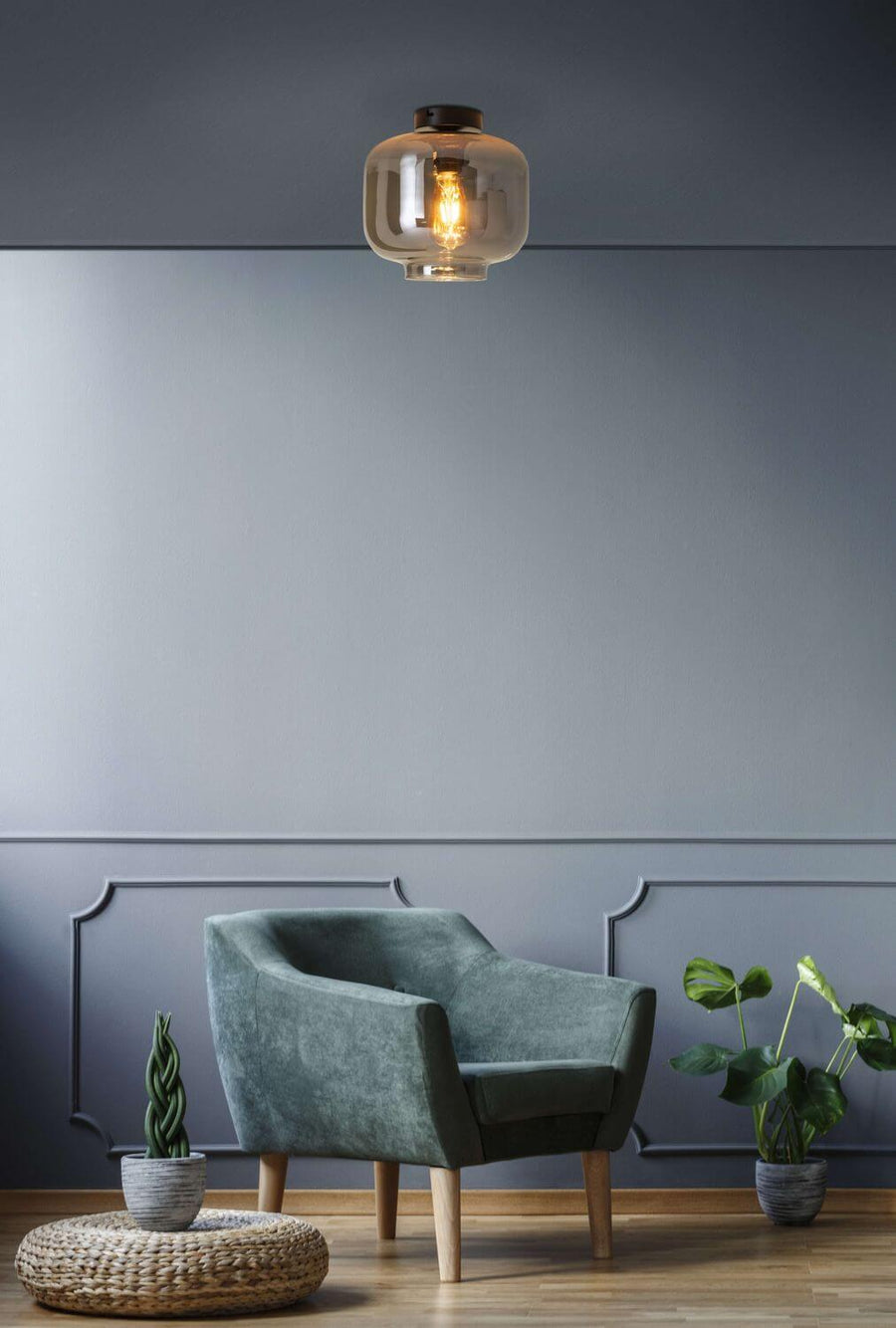 Plafonnier Vaso anthracite, verre