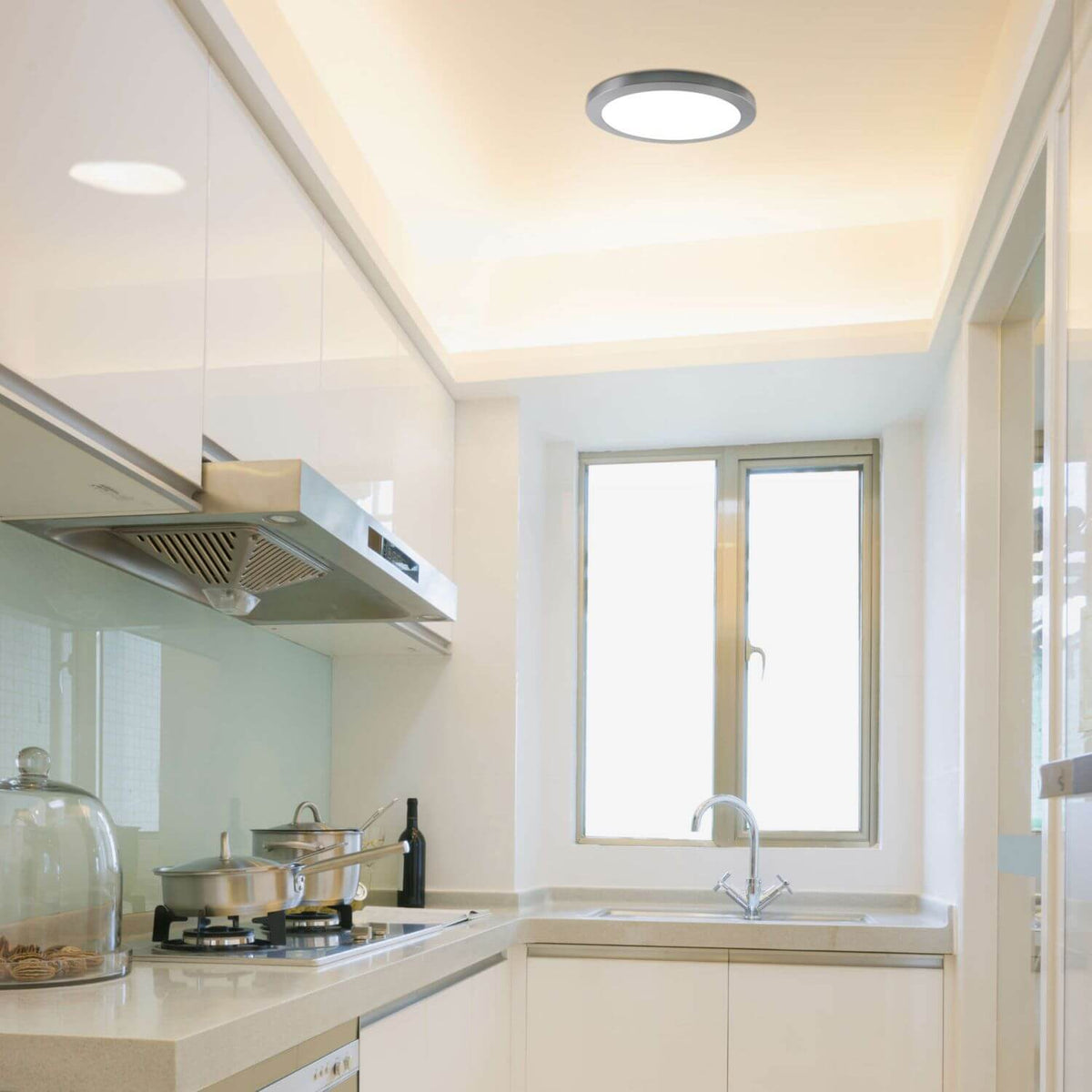 Plafonnier Bonus chromé, Ø 22,5 cm