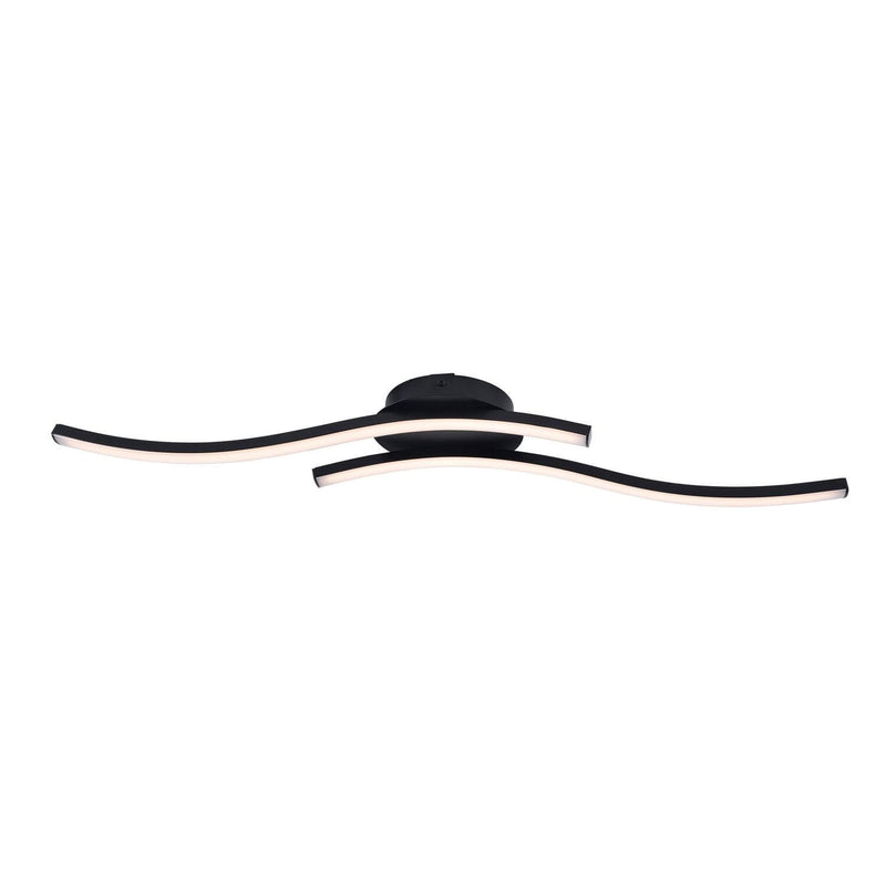 Plafonnier Onda noir, L 65 cm