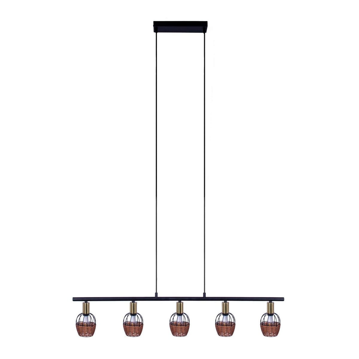 Suspension Corbis noire, rotin