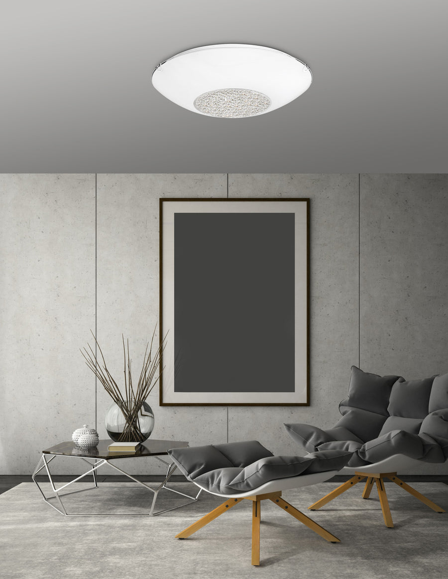 Plafonnier ERA 3 lumières blanc, cristal