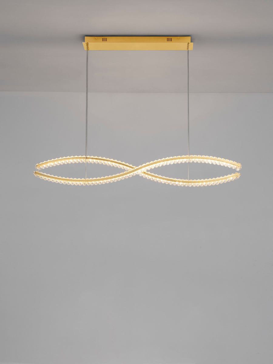 Suspension Aurelia dorée, cristal, H 150 cm (9019724)