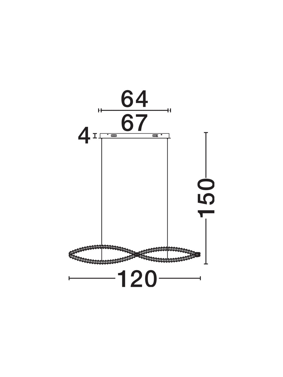 Suspension Aurelia dorée, cristal, H 150 cm (9019724)