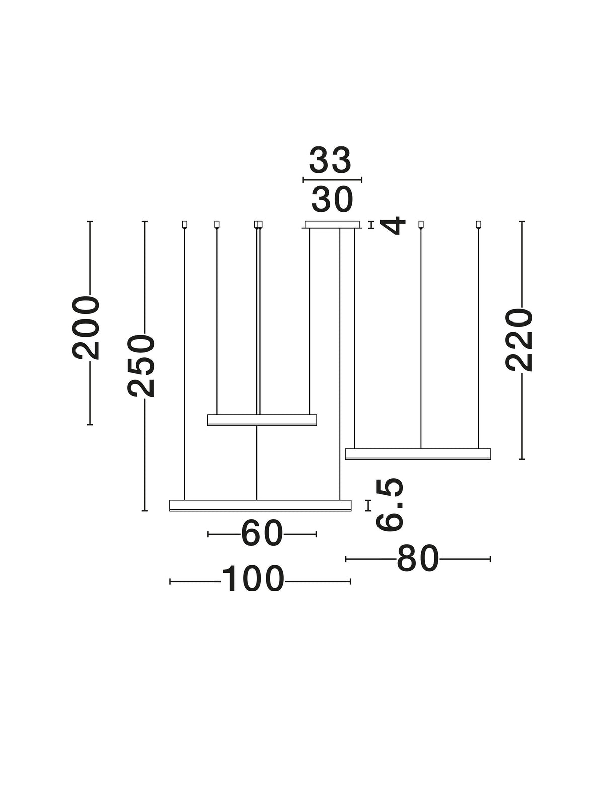 Suspension Motif noire, H 250 cm (9530215)