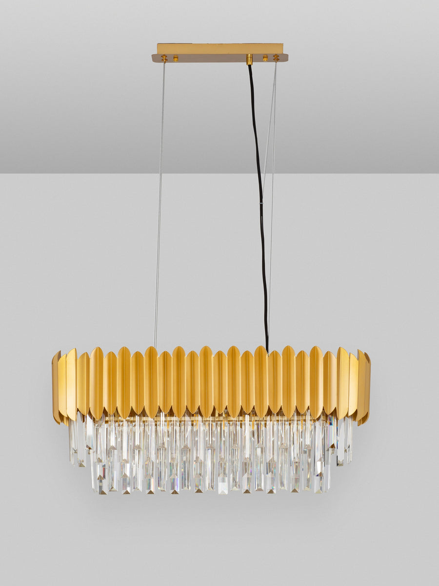 Suspension Magnolia 5 lumières dorée, cristal (9824077)