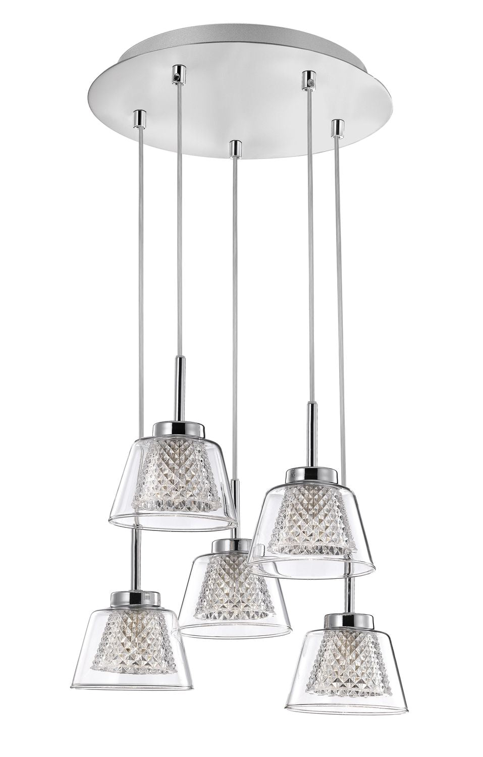 Suspension Boccale 5 lumières chromée, verre (1300301305)